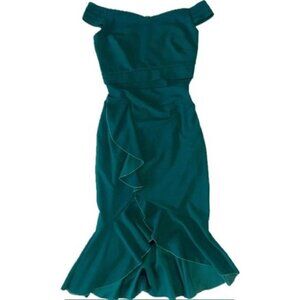 Dark Green Off-the-Shoulder Midi Dress [Used - Good]
